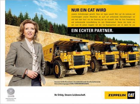 Susanne Gräfin Kesselstatt, Geschäftsführende Gesellschafterin von Storz Verkehrswegebau, posiert für CAT-Imagekampagne